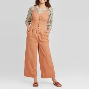 Universal Thread Iced Tea Brown Button-Front Wide Leg Jumpsuit | Size 12 | NWT